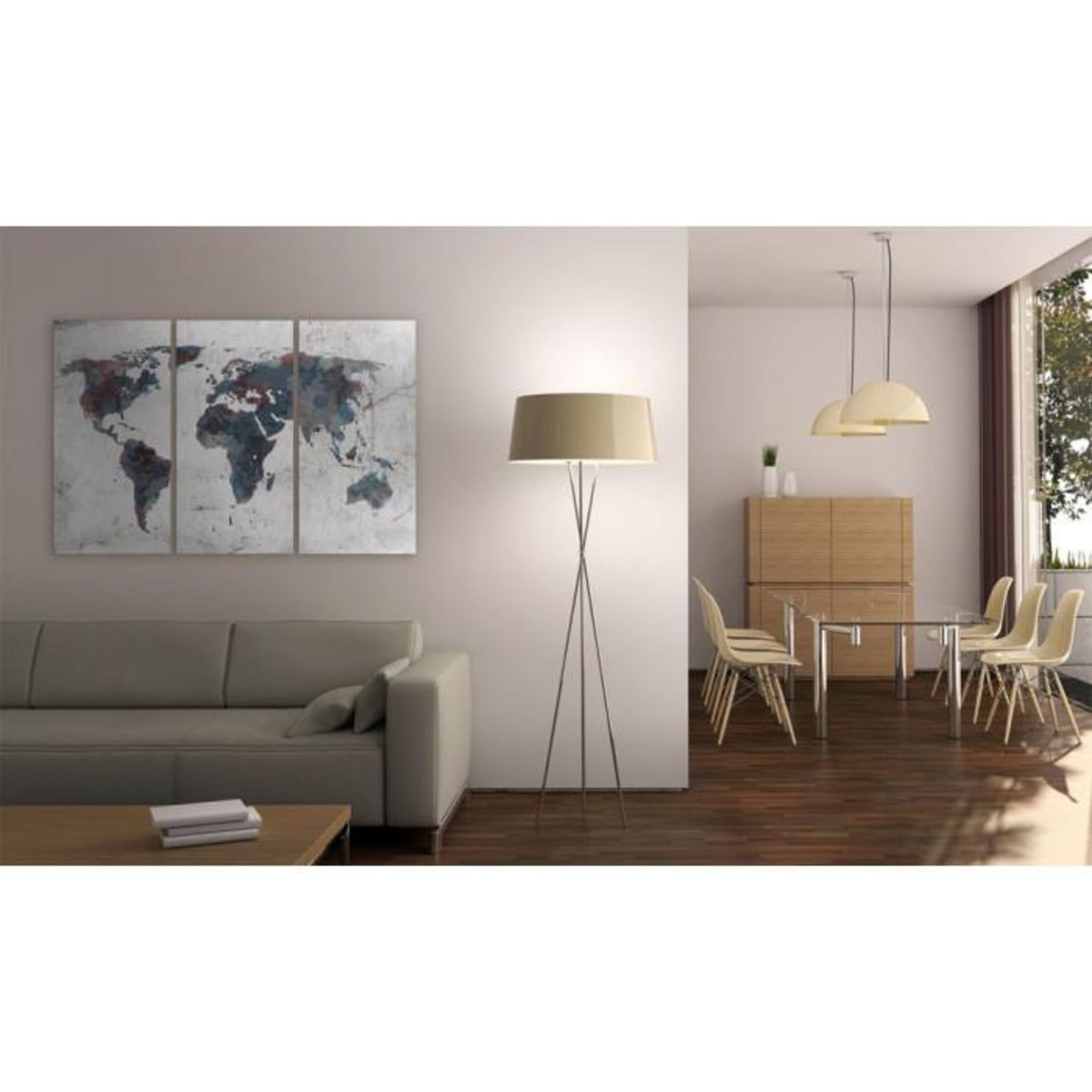 Paris Prix Tableau Imprimé 3 Panneaux  Continents Inconnus