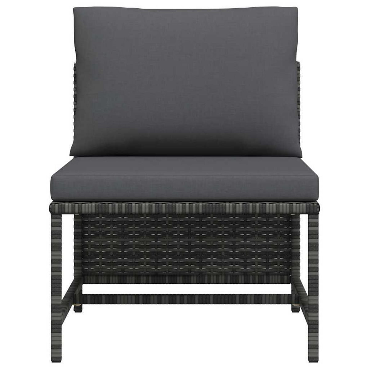 VIDAXL Canape central sectionnel avec coussins Gris Resine tressee