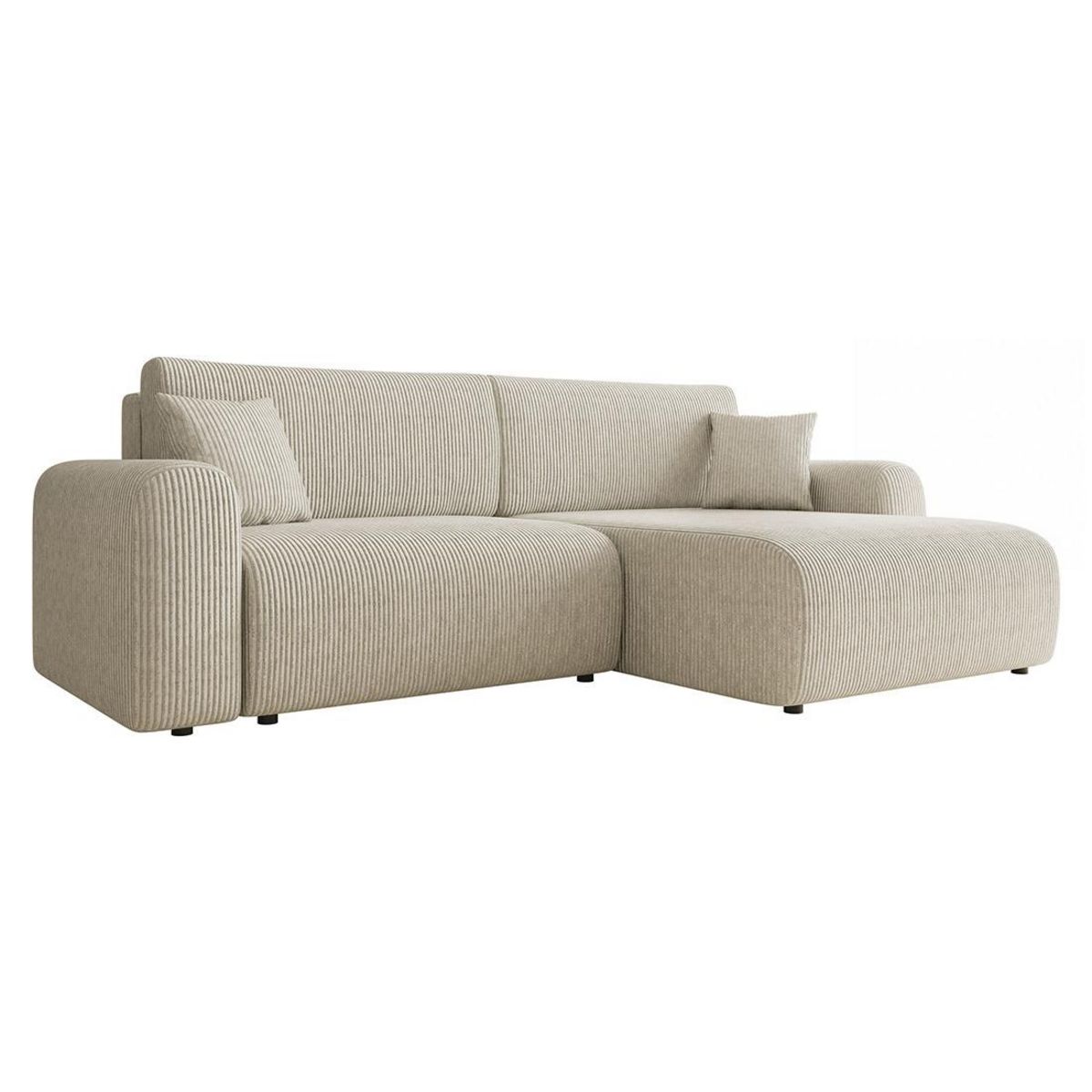 BEST MOBILIER Naomi - canapé d'angle réversible 4 places convertible avec coffre en velours côtelé