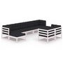 Voir la diapositive 2 : VIDAXL Salon de jardin 9 pcs avec coussins Blanc Bois de pin massif
