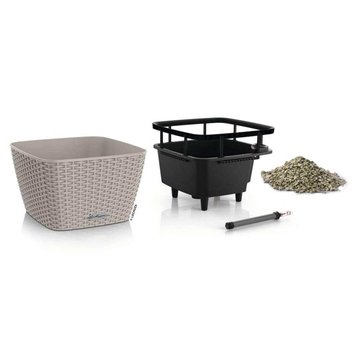 LECHUZA LECHUZA Jardiniere BACINO Cottage ALL-IN-ONE 30x30 cm marron sable