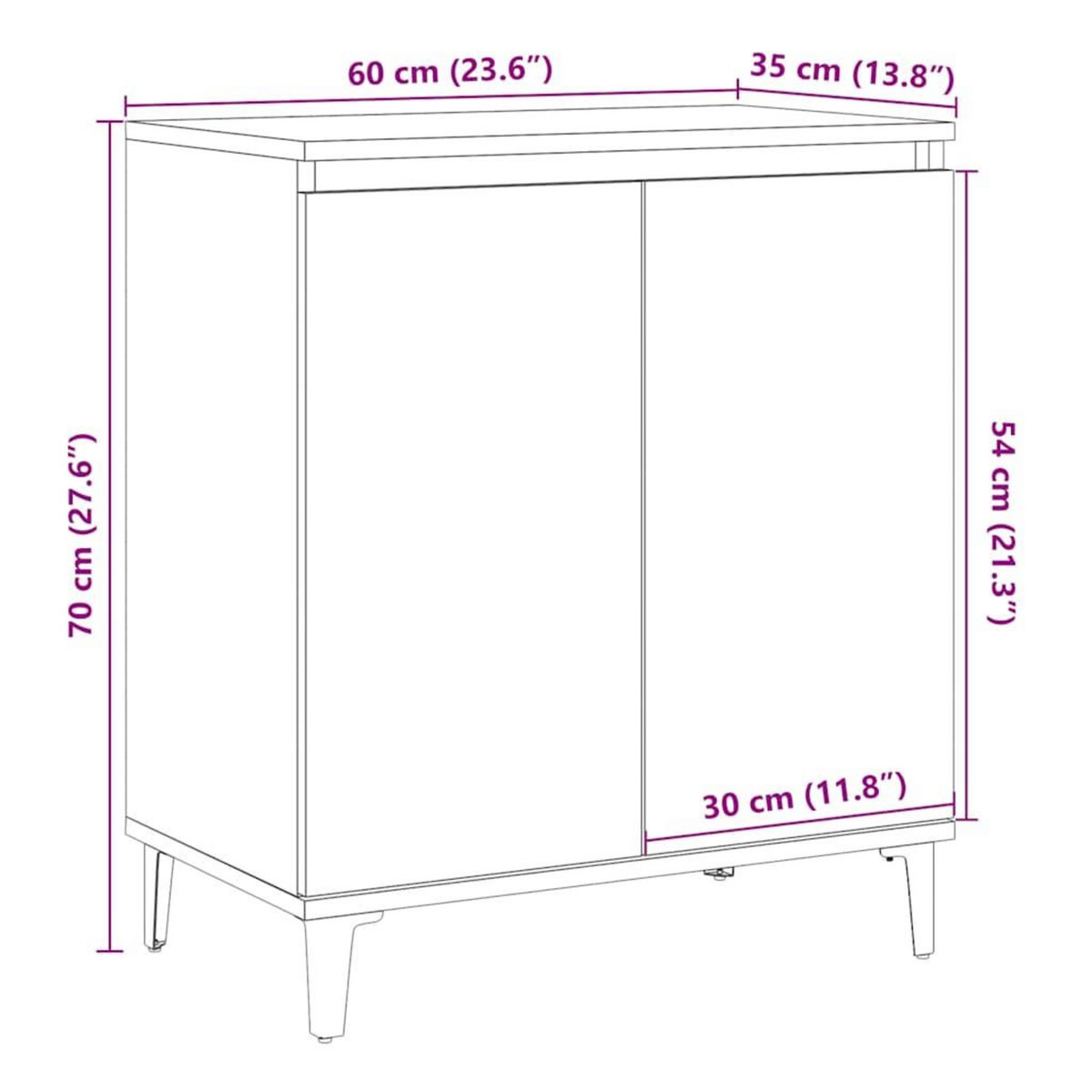 VIDAXL Buffet vieux bois 60x35x70 cm bois d'ingenierie