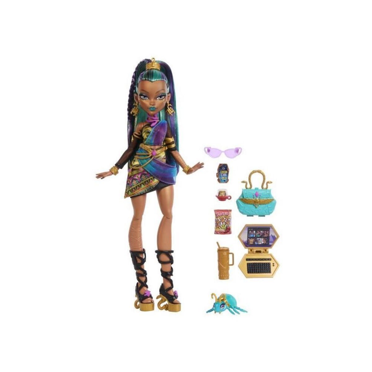 MONSTER HIGH Monster High - Poupée Nefera De Nile - Avec Lavish et 7 accessoires - Monster High - JDR48