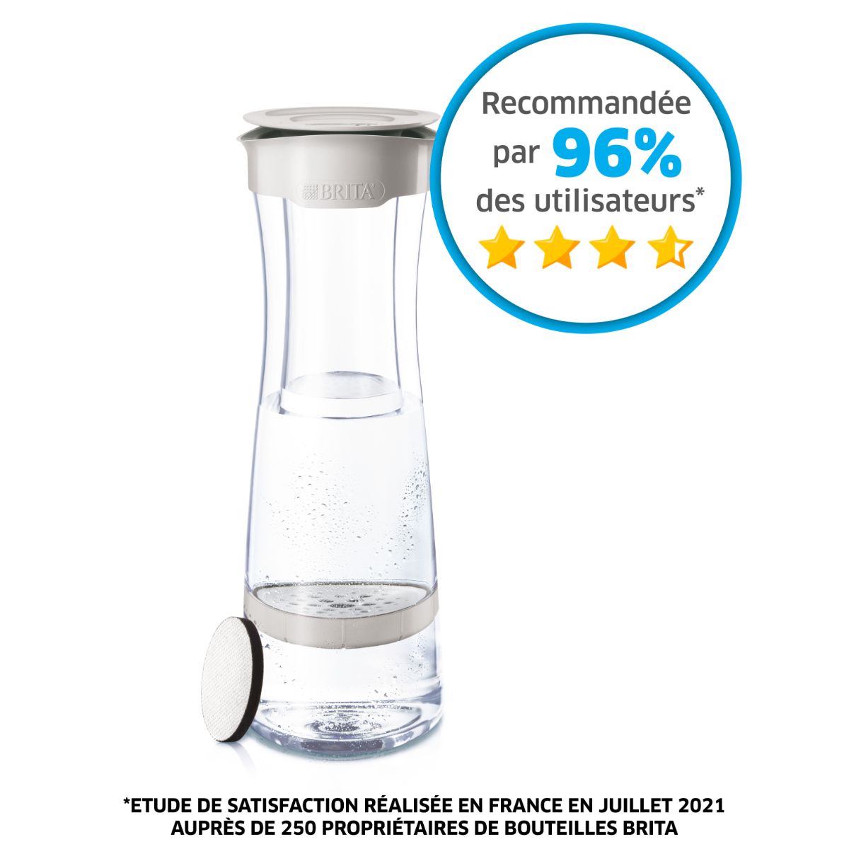 BRITA Bouteille filtrante gris pastel + 1 filtre MicroDisc inclus         