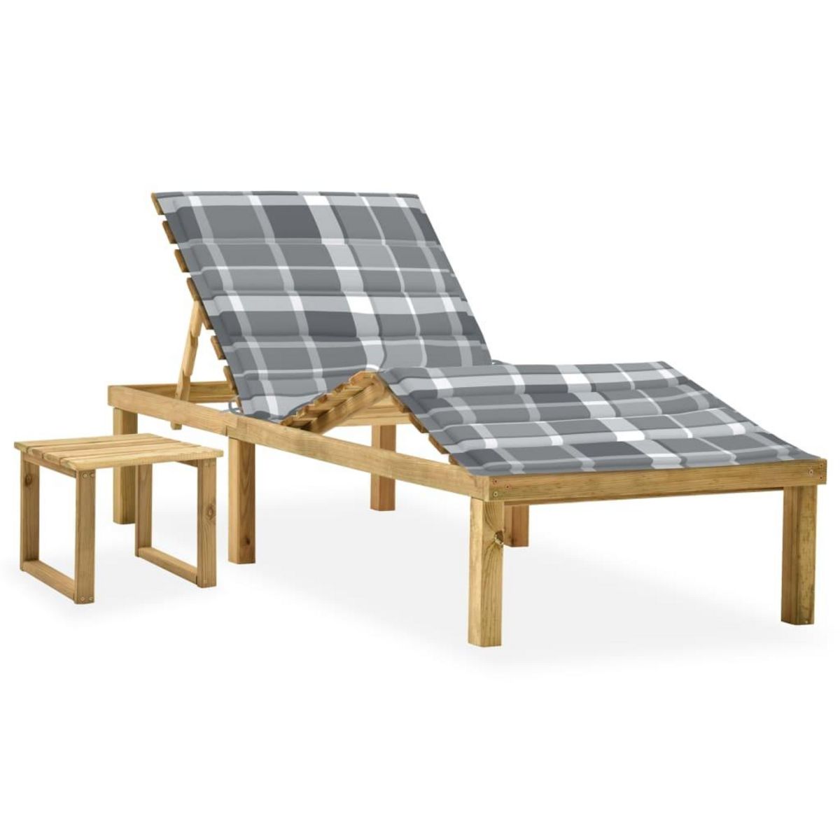 VIDAXL Chaise longue de jardin avec table et coussin Pin impregne
