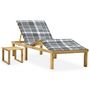 Voir la diapositive 1 : VIDAXL Chaise longue de jardin avec table et coussin Pin impregne