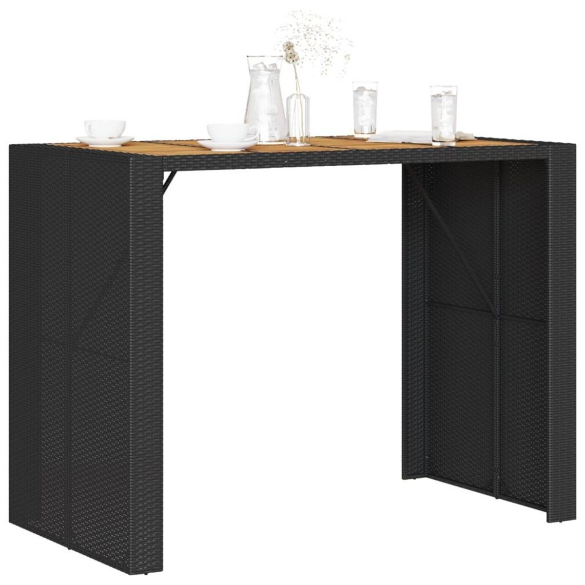 VIDAXL Table de bar de jardin et dessus en bois acacia resine tressee