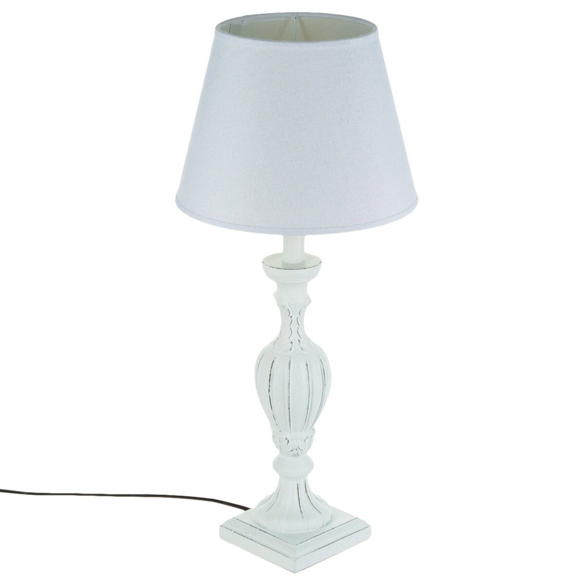 ATMOSPHERA Lampe Patine en bois - H. 56 cm. - Blanc