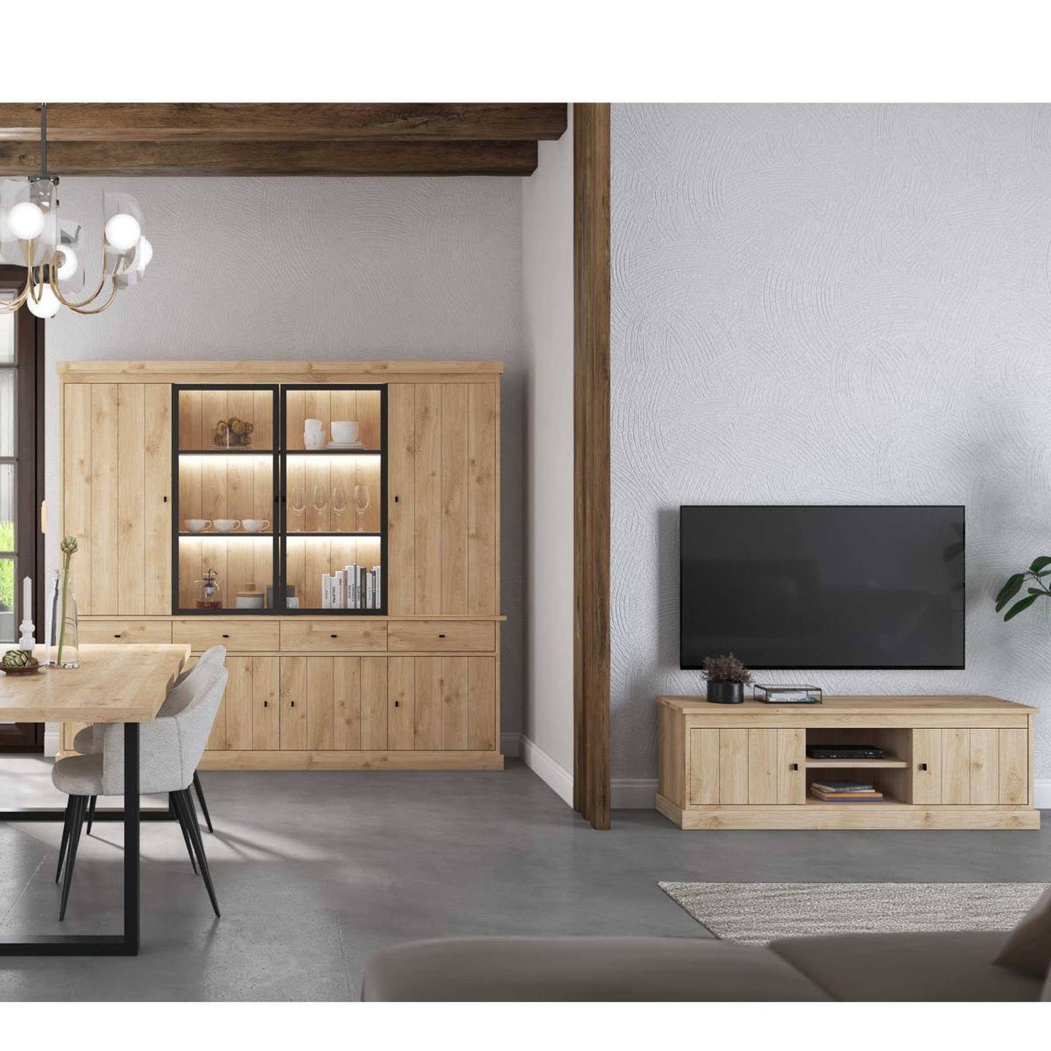 Voir la diapositive 5 : JLC KREATION Meuble tv moderne en bois 2 portes valentine