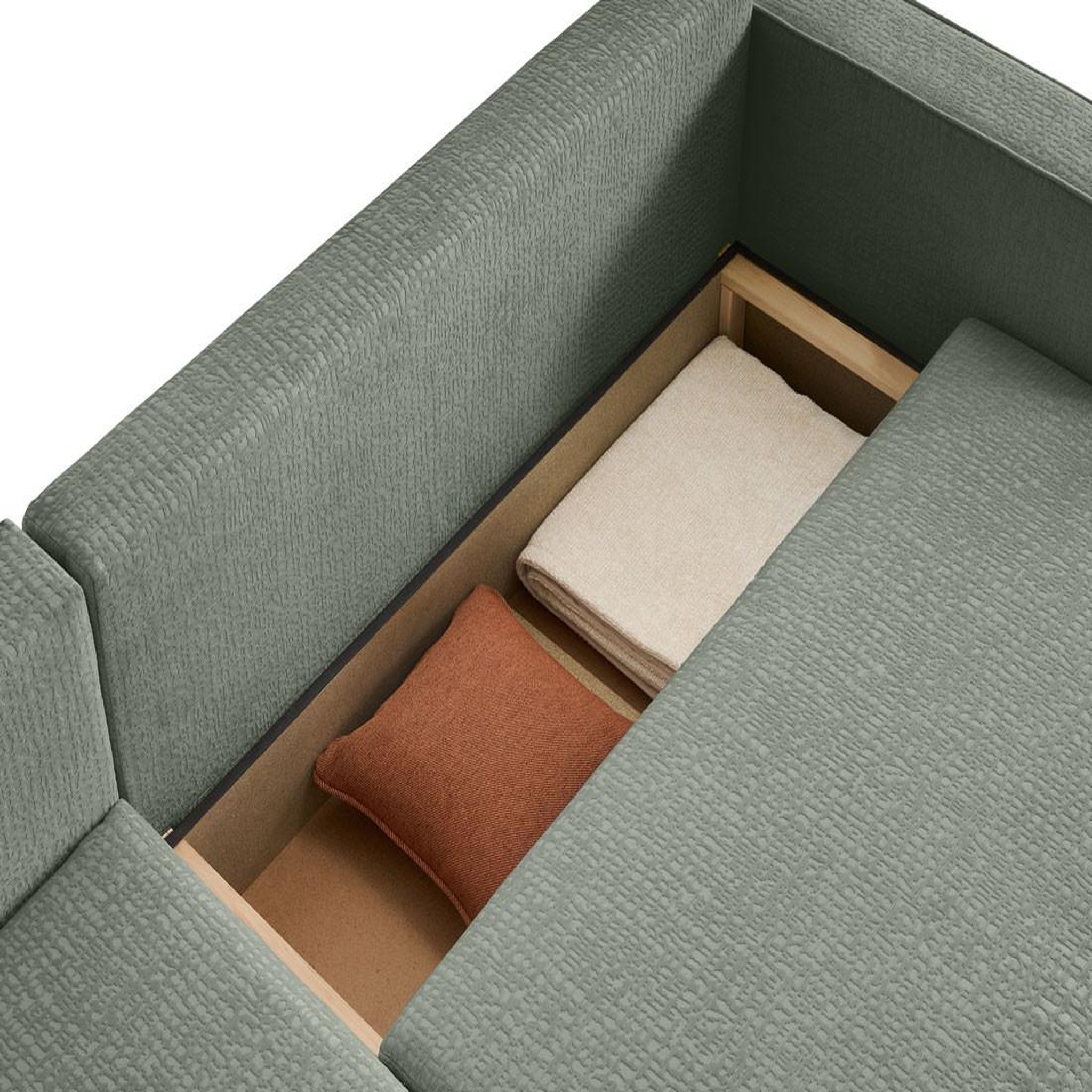 Voir la diapositive 5 : BEST MOBILIER Topaze - canapé d'angle réversible - 4 places - convertible avec coffre - en tissu velours relief