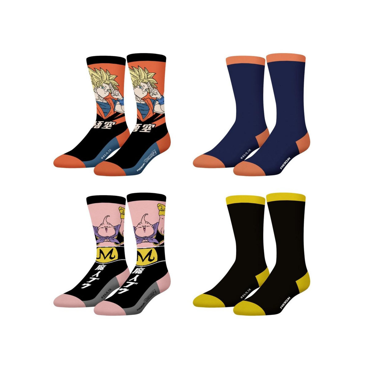 FREEGUN Lot de 4 paires de chaussettes Homme Dragon Ball Z Songoku Buu