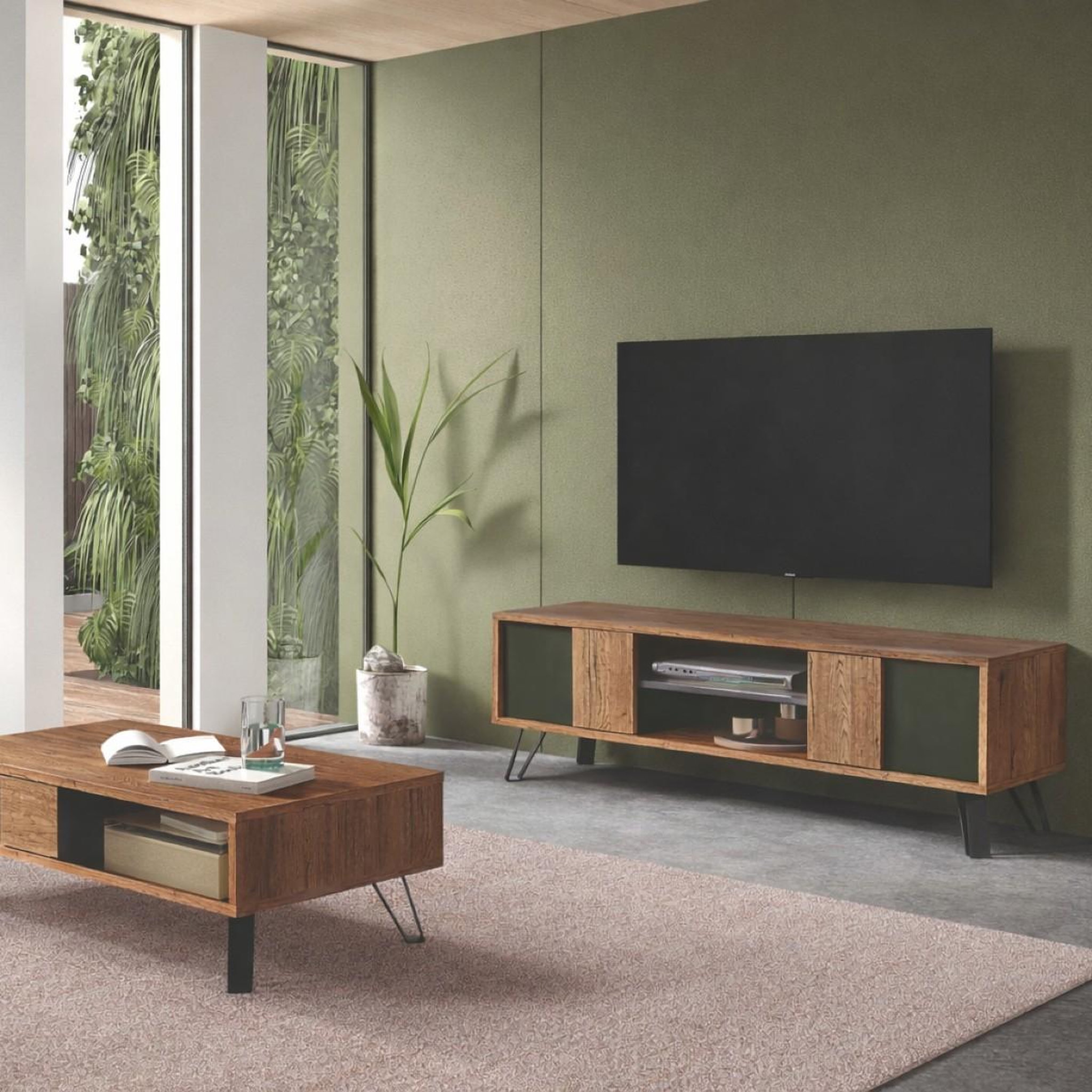 Voir la diapositive 3 : JLC KREATION Meuble tv industriel en bois avec portes pedro