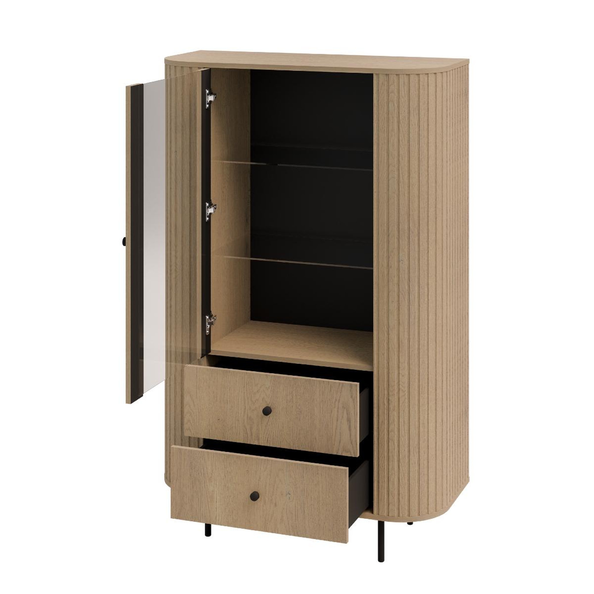 Voir la diapositive 3 : JLC KREATION Vitrine arrondie 1 porte vitrée chêne clair lilio