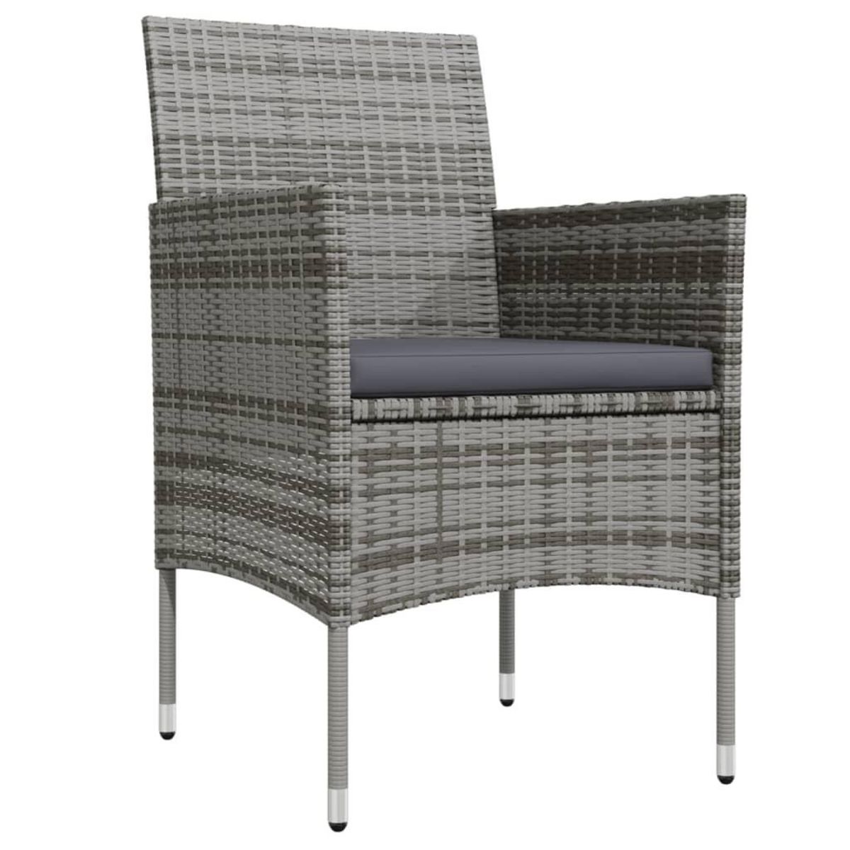 VIDAXL Ensemble a manger de jardin et coussins 3 pcs Gris et noir