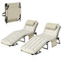 Voir la diapositive 4 : OUTSUNNY Lot de 2 transats bains de soleil pliables inclinables - tétière, matelas épais - métal tissu crème beige