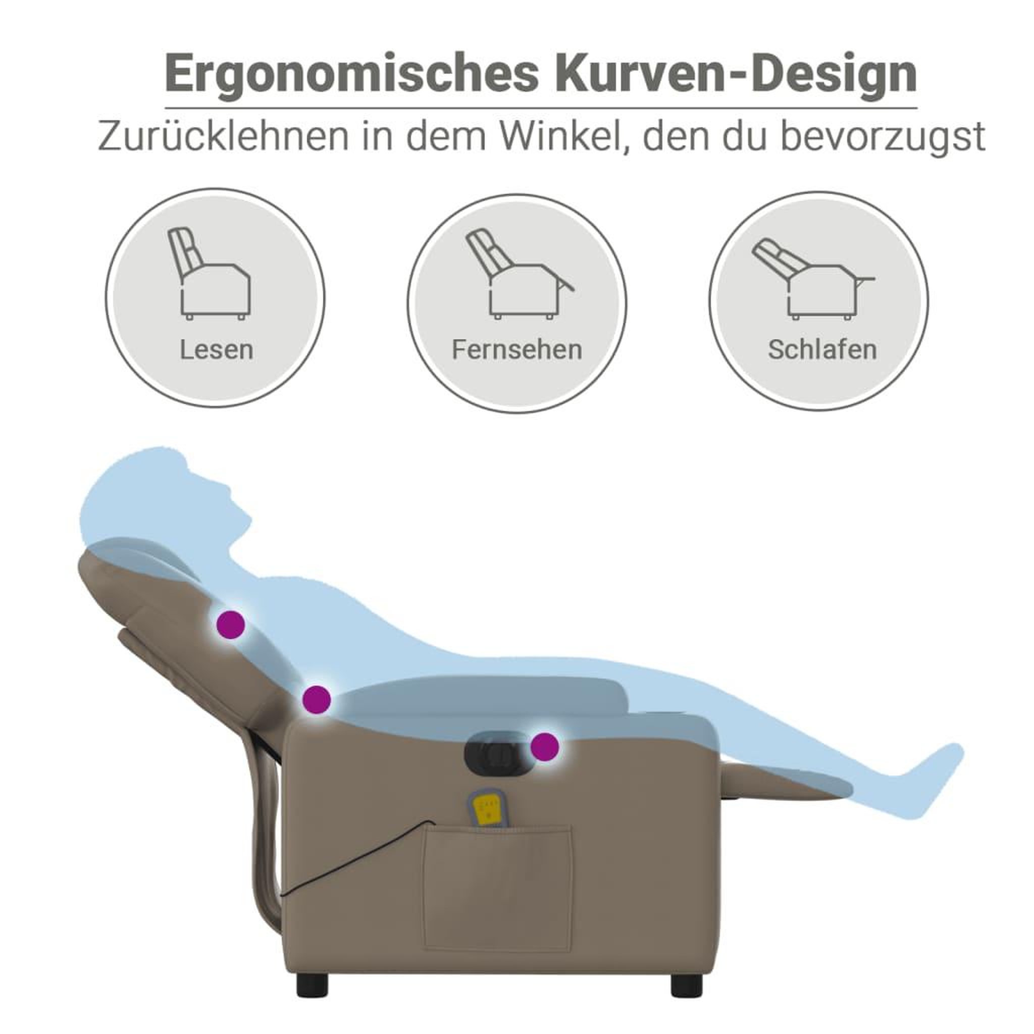 Voir la diapositive 6 : VIDAXL Fauteuil de massage inclinable electrique cappuccino similicuir