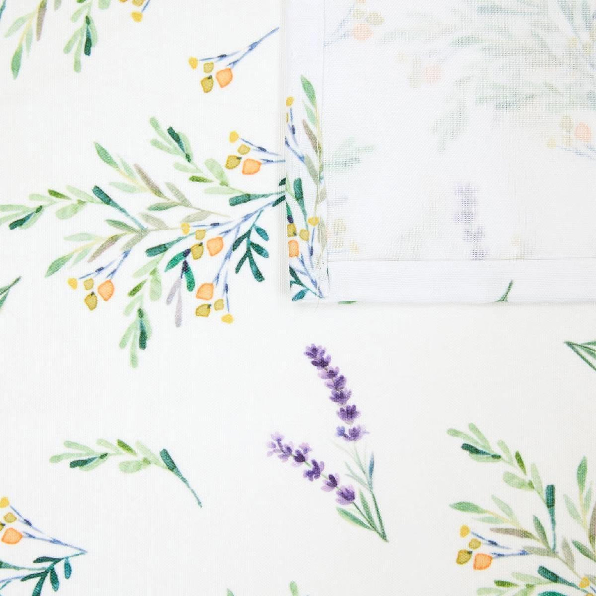 Voir la diapositive 2 : ATMOSPHERA Nappe antitache imprimée  garrigue  140x240cm blanc