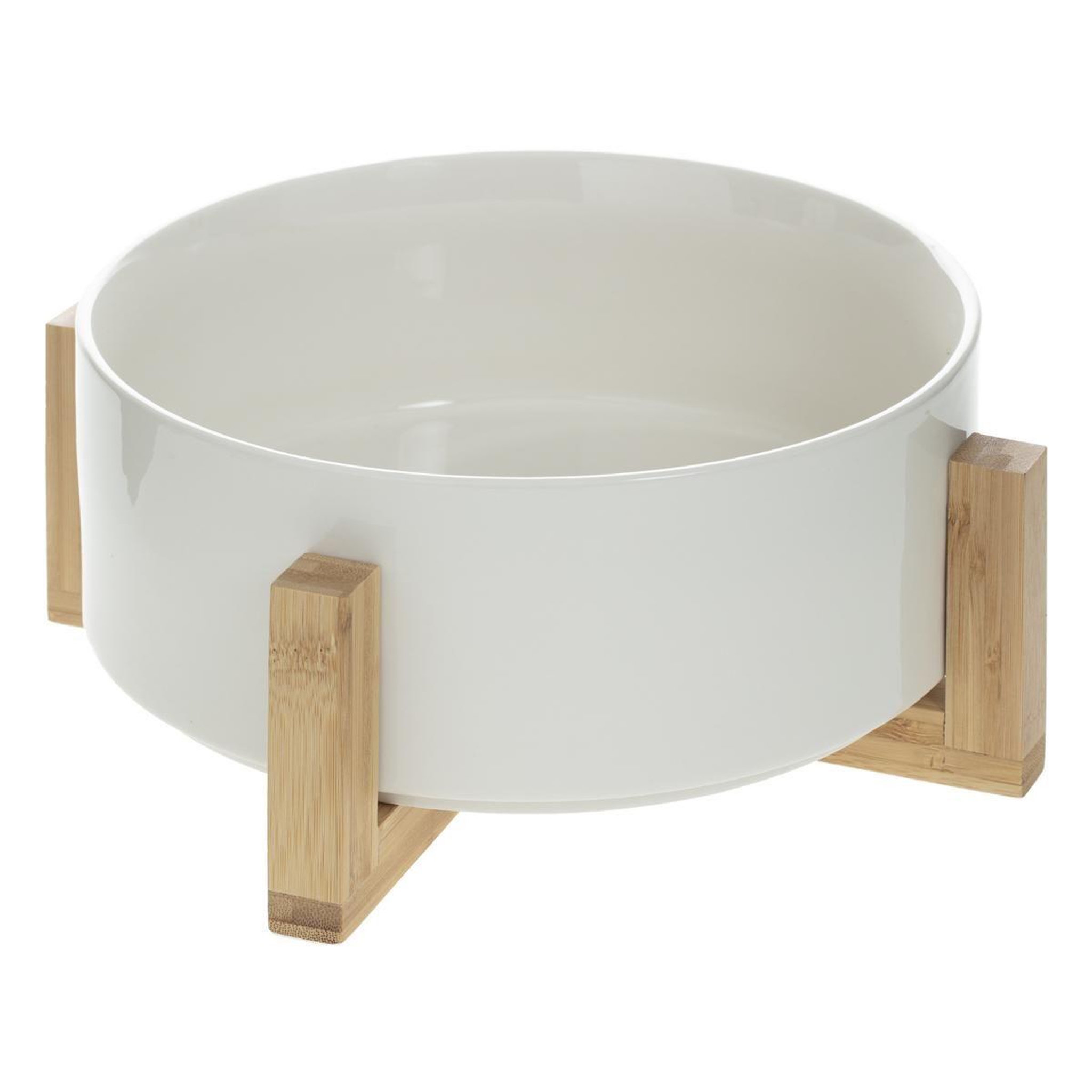 Voir la diapositive 1 : SECRET DE GOURMET Saladier bambou & faïence  crea  28cm blanc