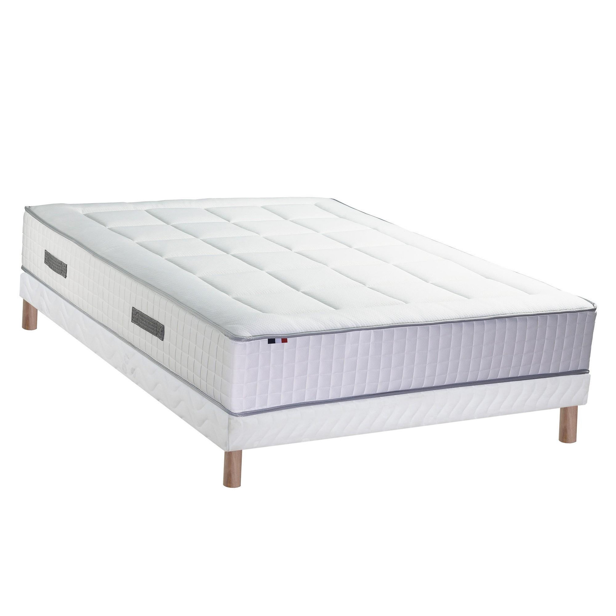 Voir la diapositive 1 : IDLITERIE Ensemble matelas Ressorts 7 zones H28cm + sommier PALACIO 2 FABRICATION FRANCAISE