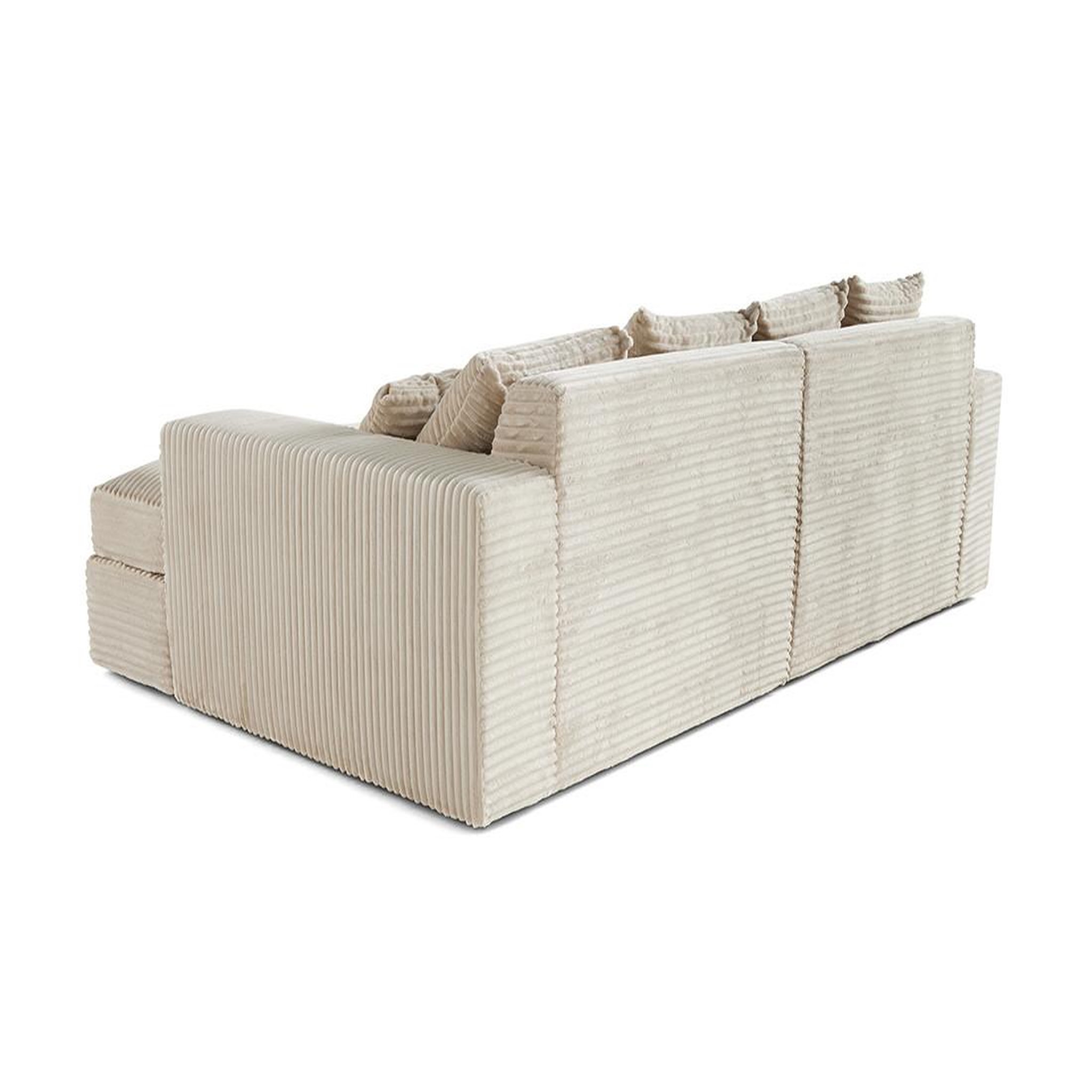 Voir la diapositive 6 : LISA DESIGN Collins - canapé droit 4 places avec double méridienne - assise profonde - velours côtelé grosses côtes