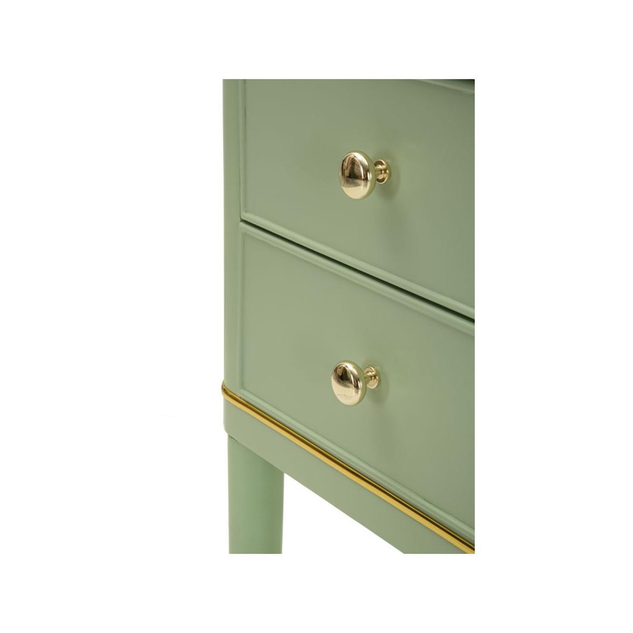 Voir la diapositive 5 : Paris Prix Table de chevet 2 tiroirs  camille  71cm vert & or