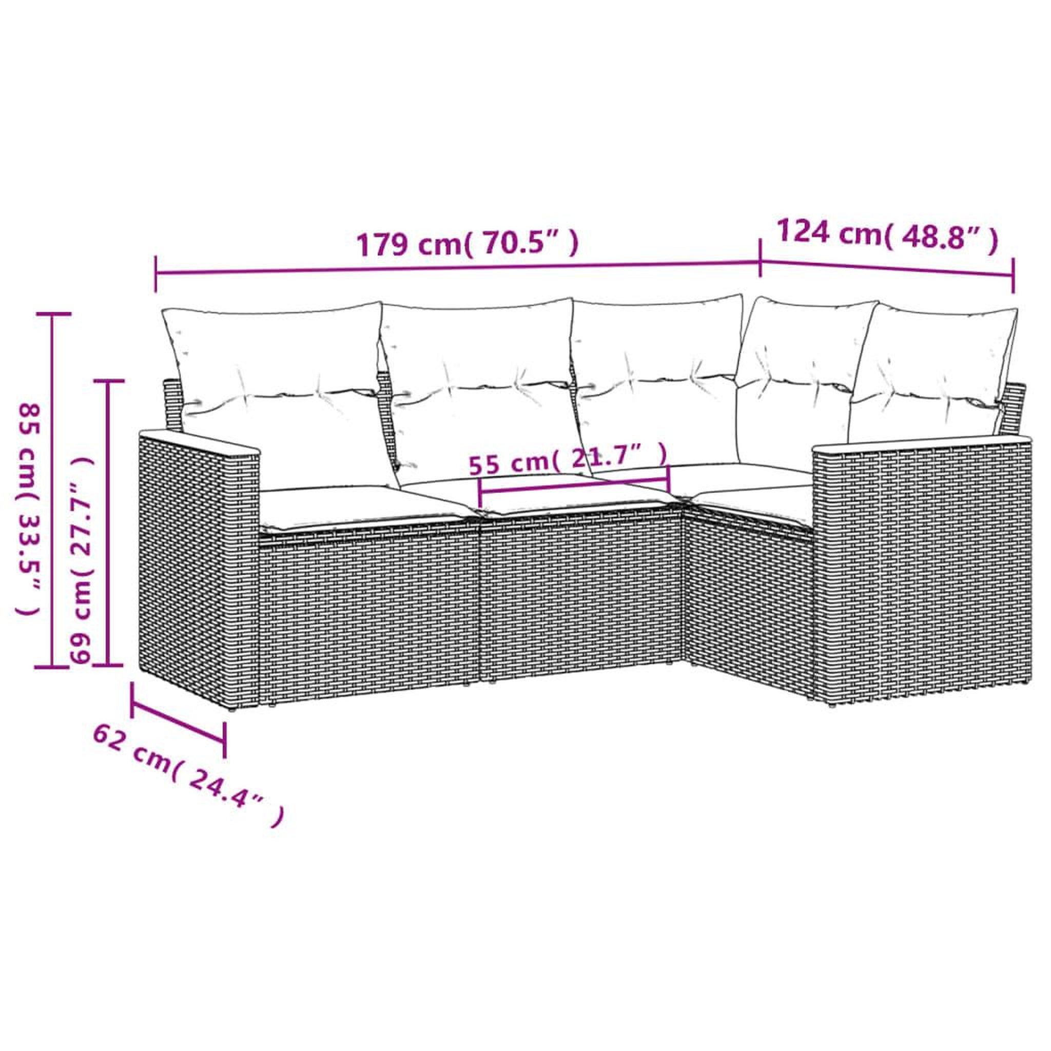 Voir la diapositive 3 : VIDAXL Salon de jardin avec coussins 4 pcs beige resine tressee