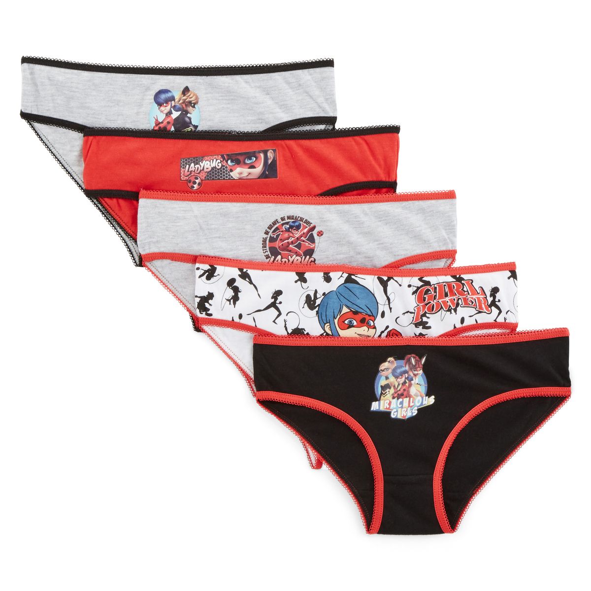 Miraculous Lot de 5 culottes fille