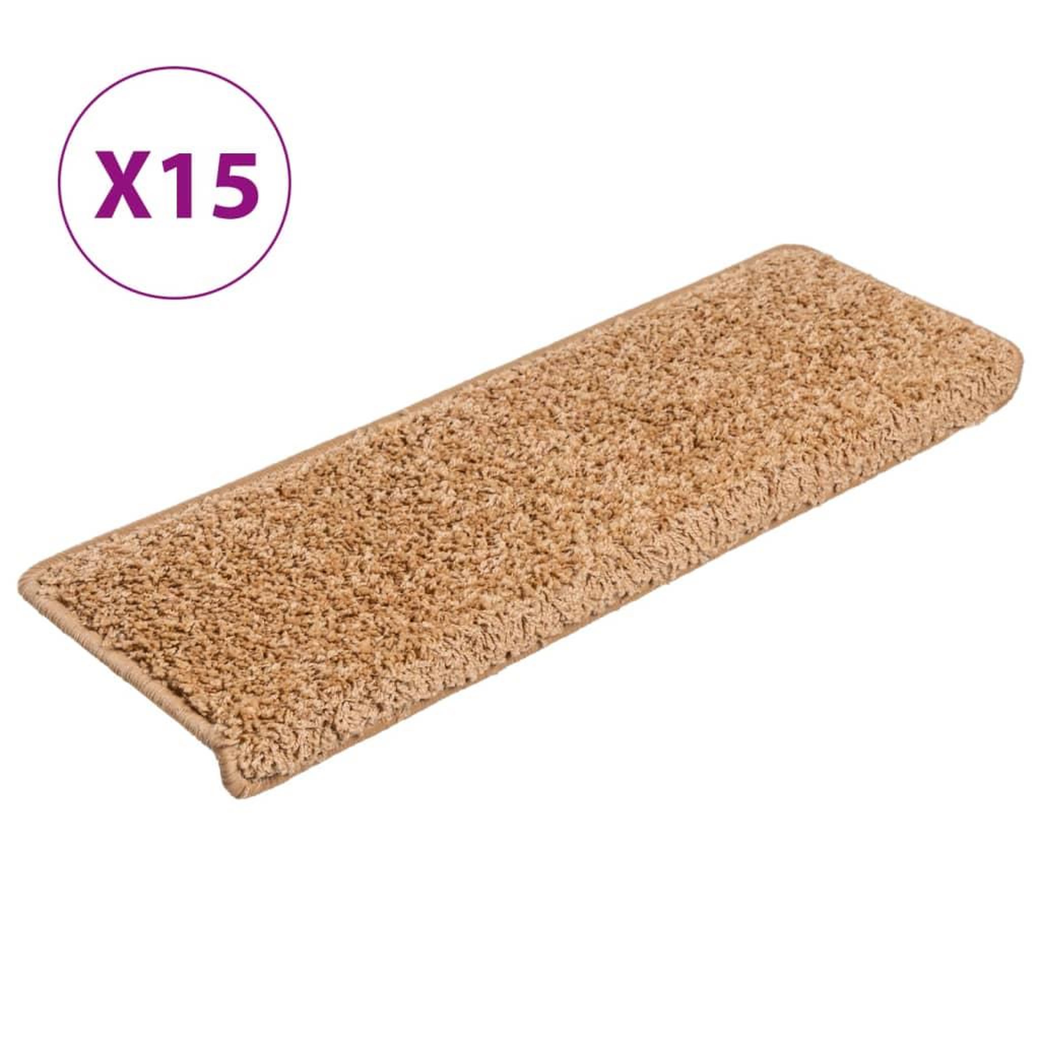 Voir la diapositive 2 : VIDAXL Tapis d'escalier 15 pcs 65x21x4 cm Beige
