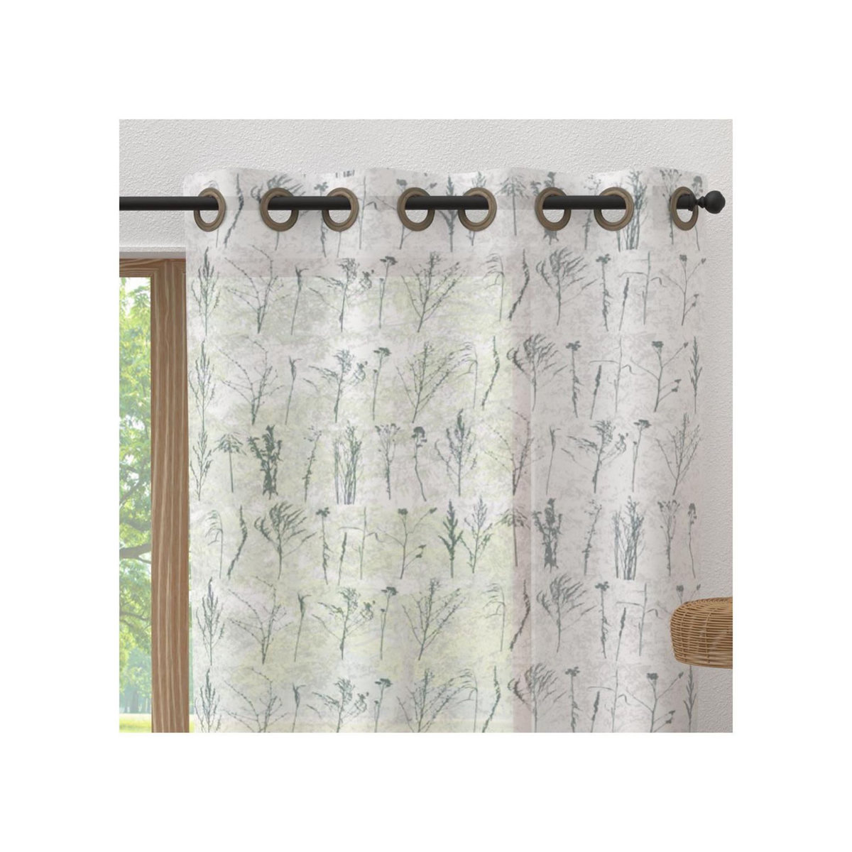 SOLEIL D'OCRE Voile à oeillets en pur coton 135x250 cm AMBRE, par Soleil d'Ocre