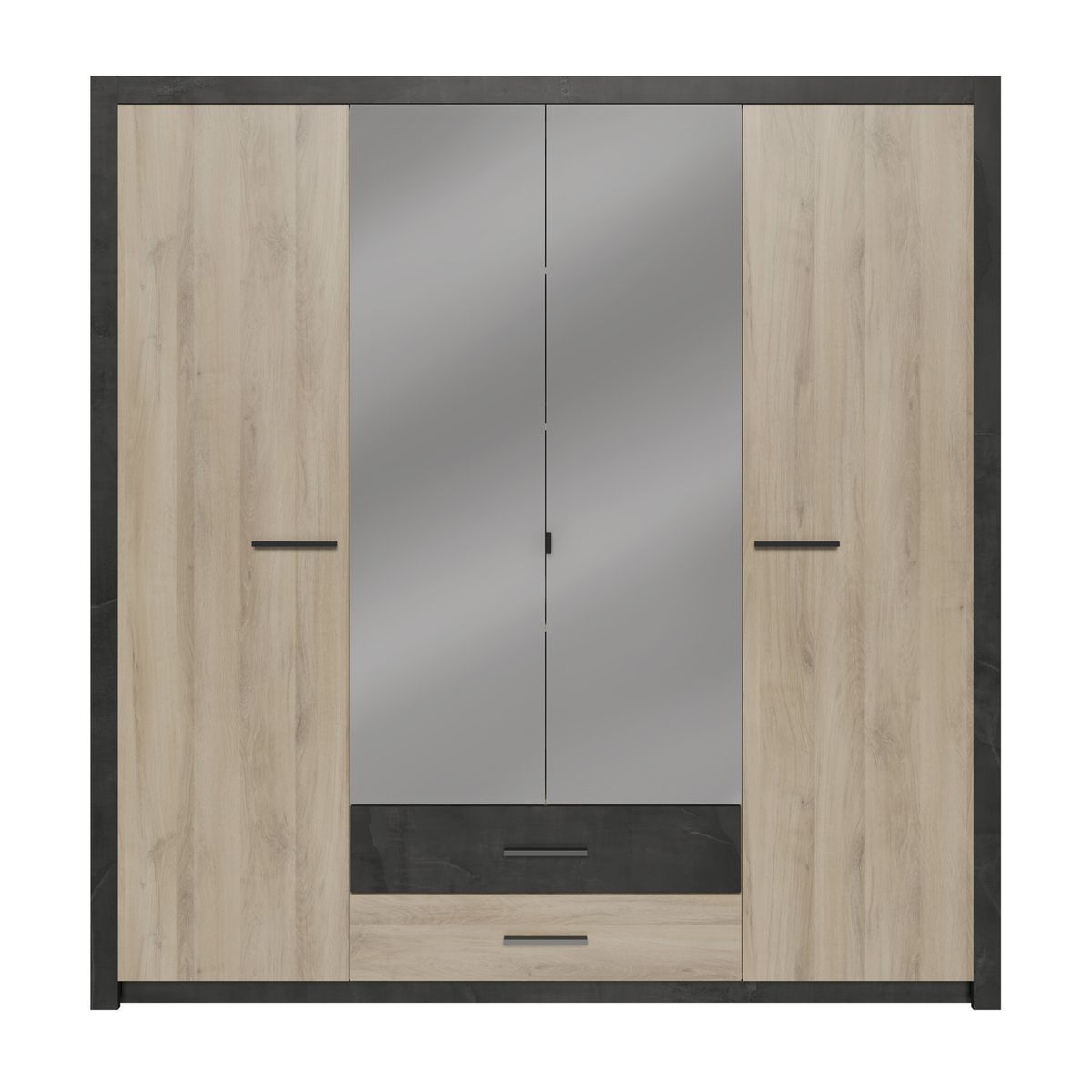 Armoire 4 portes 2 tiroirs L198 x P56,6 x H203 cm KANSAS