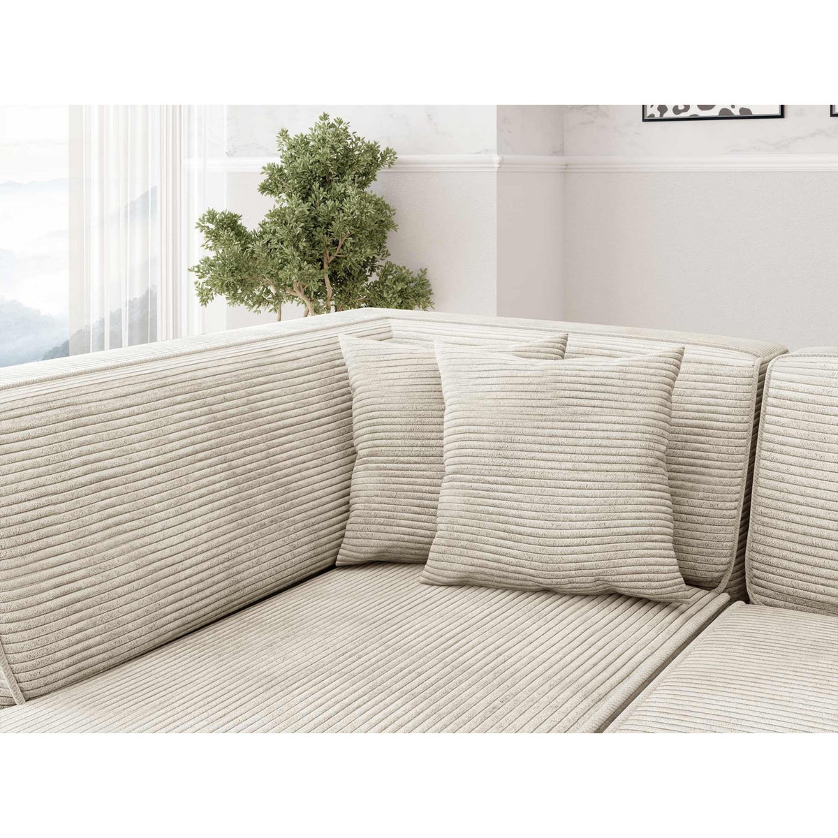 BEST MOBILIER Duchamp - canapé d'angle droit 5 places - en velours côtelé