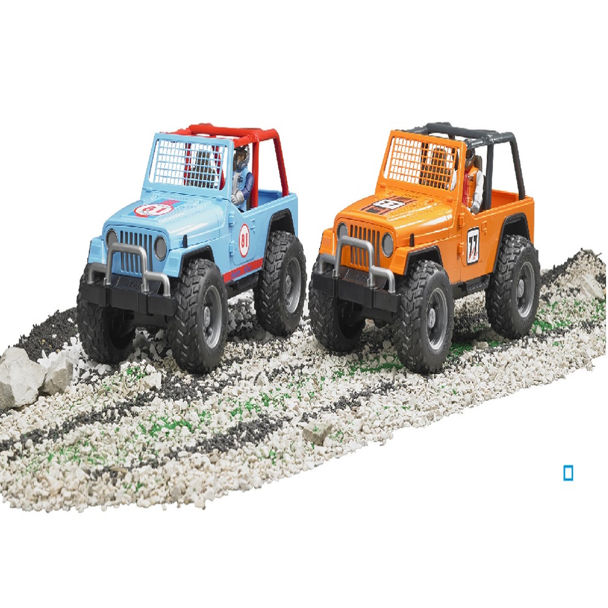 Voir la diapositive 2 : BRUDER Jeep Cross Country Racer Bleue + Conducteur