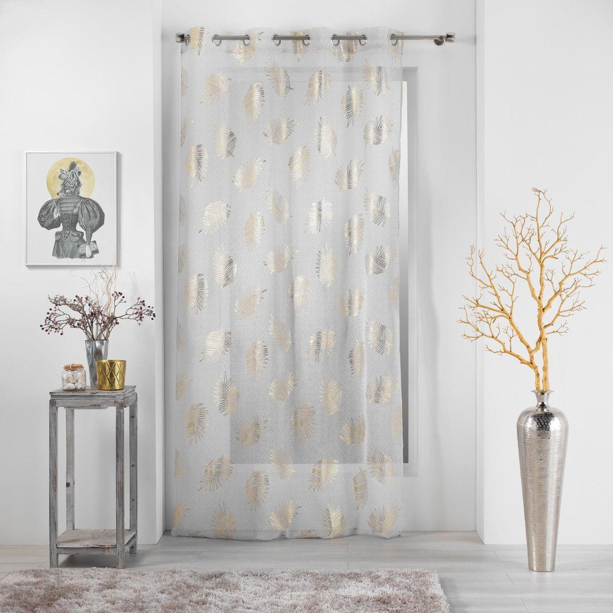 Voir la diapositive 4 : Douceur d'Intérieur Rideau voilage  sunny gold  140x280cm or
