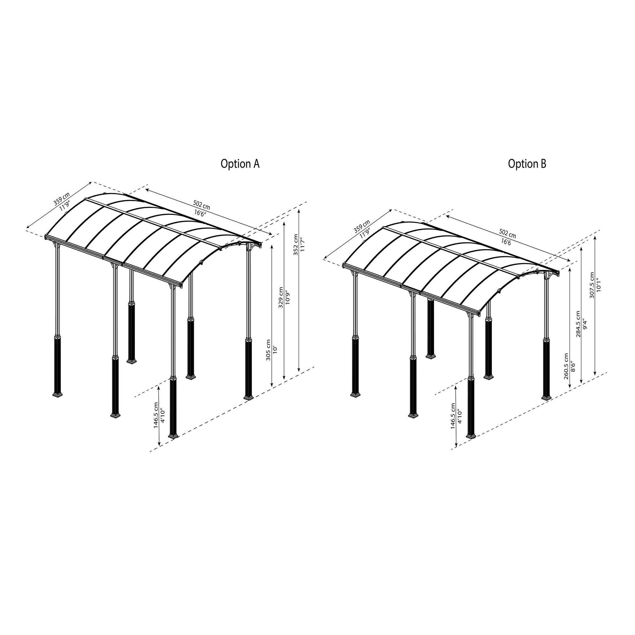 Voir la diapositive 3 : Canopia by PALRAM Carport en alu ARCADIA ALPINE 5000 - 16 m² - gris