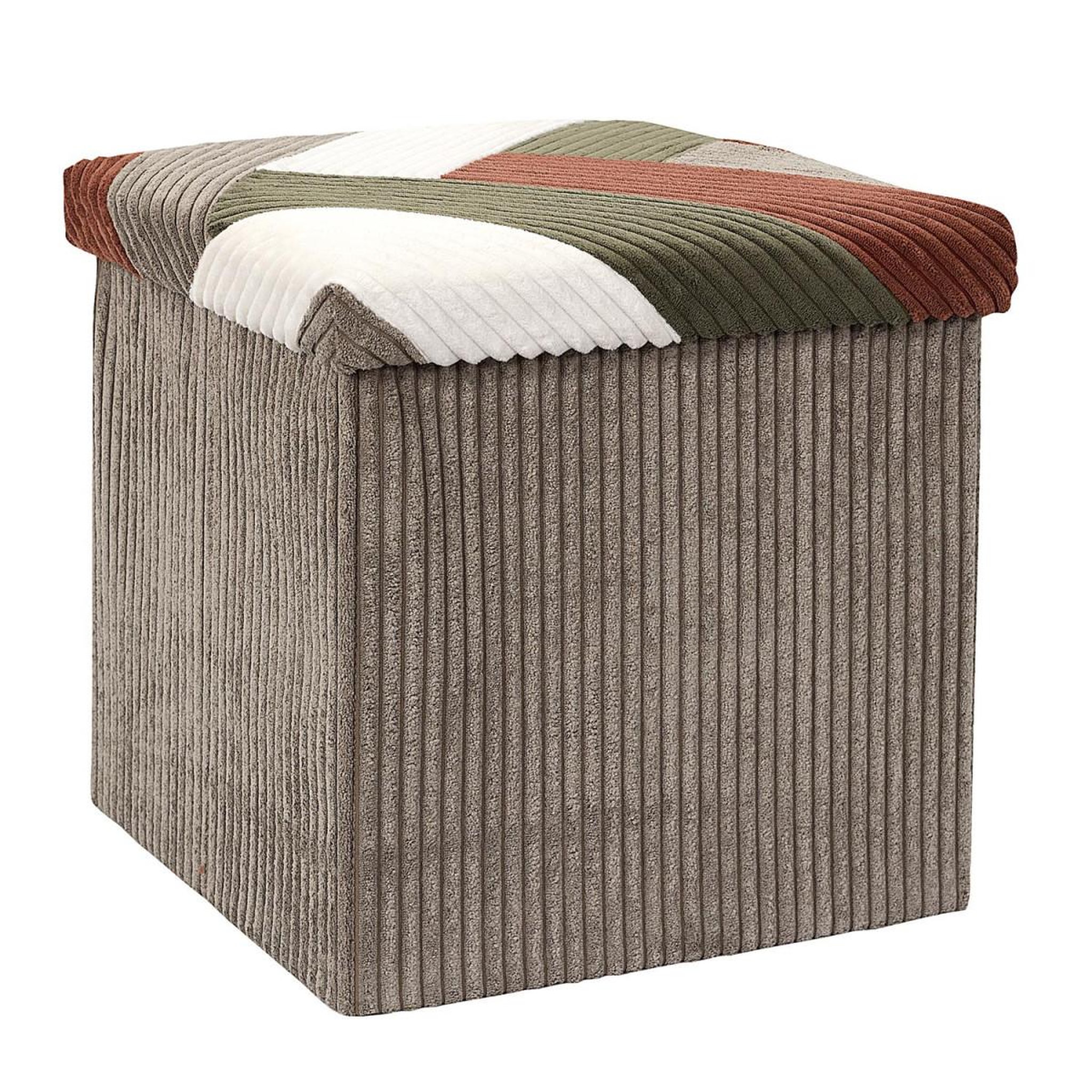 The Home Deco Factory Pouf coffre pliable côtelé  scott  38cm multicolore