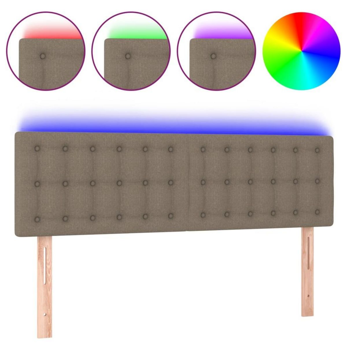 VIDAXL Tete de lit a LED Taupe 144x5x78/88 cm Tissu