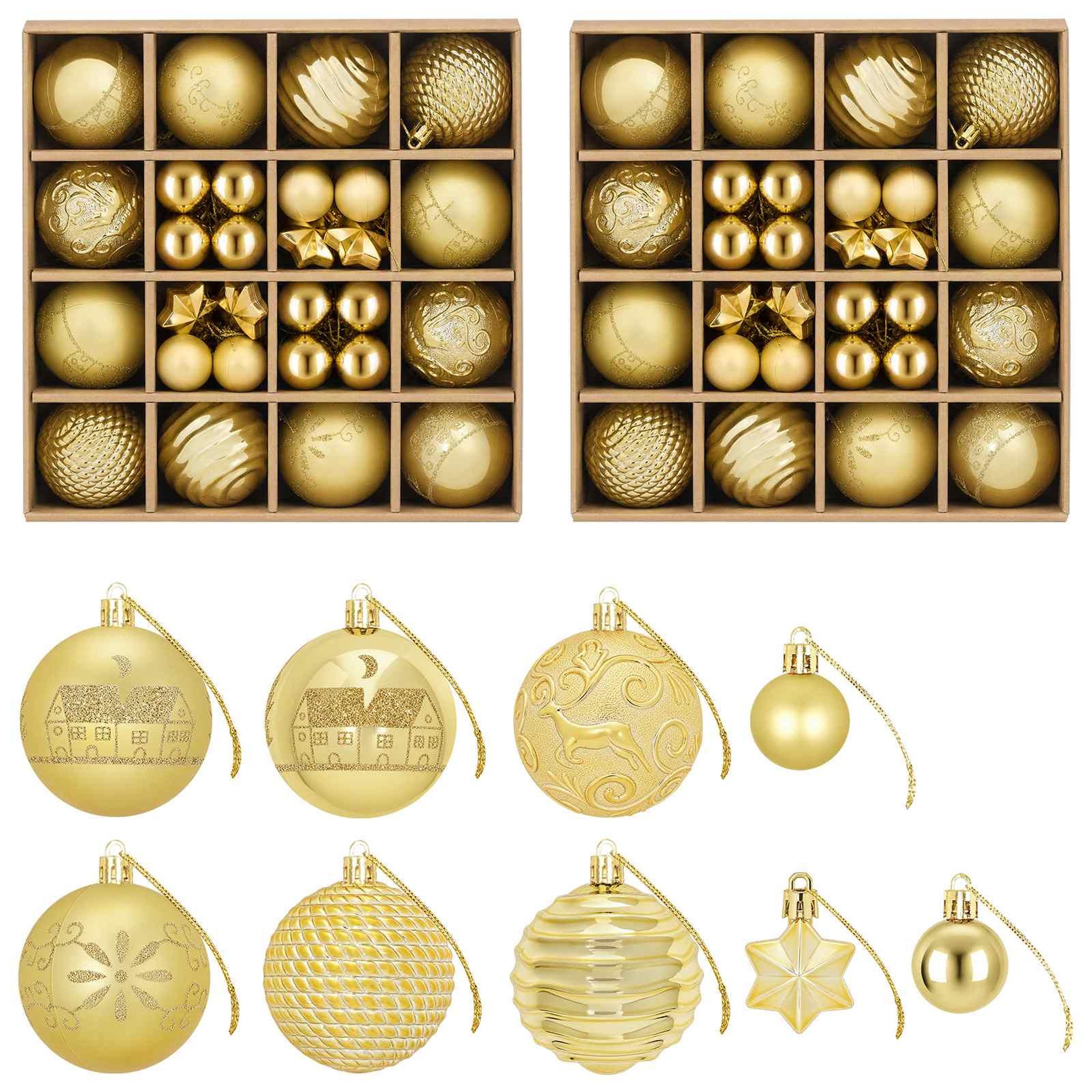 VIDAXL Ensemble de boules de Noël 88 pc Dore Diam. 6 cm Plastique