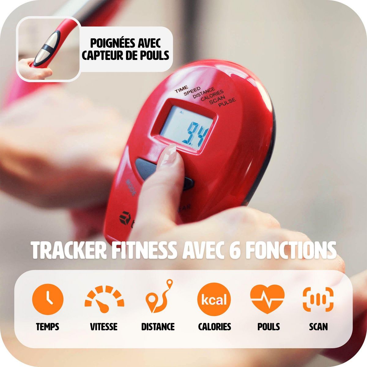 tectake Vélo d'appartement pliable avec 8 niveaux de difficulté noir 113 x 41 x 81 cm