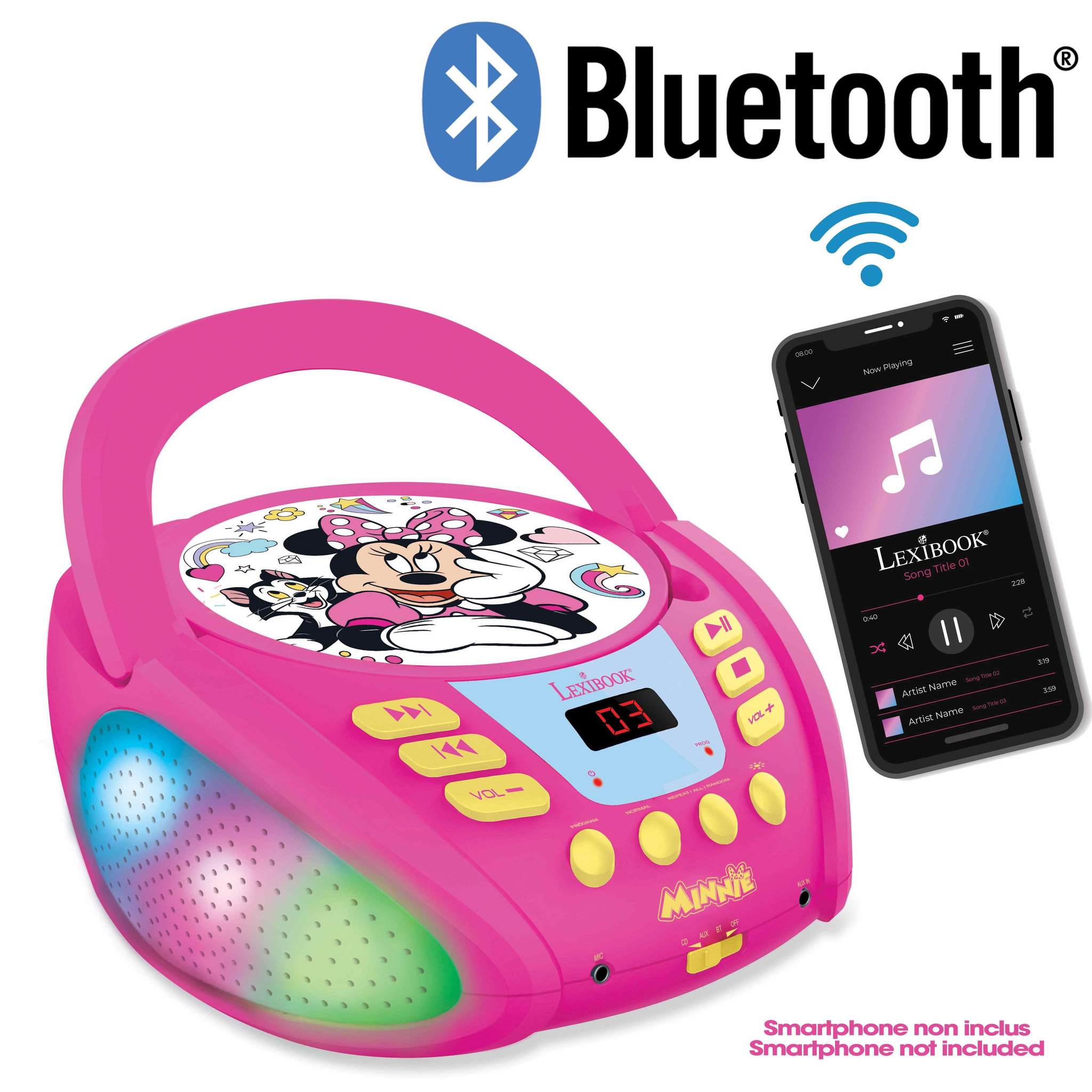 Voir la diapositive 2 : Lexibook Lecteur CD Bluetooth Minnie avec effets lumineux