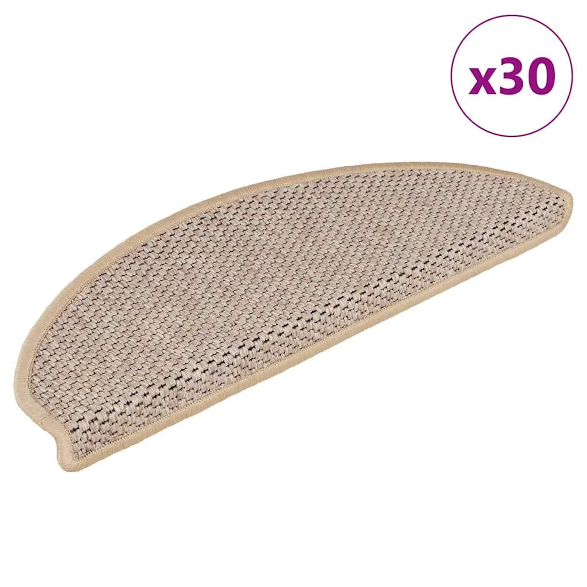 VIDAXL Tapis d'escalier autocollants 30 pcs 65x21x4 cm beige clair