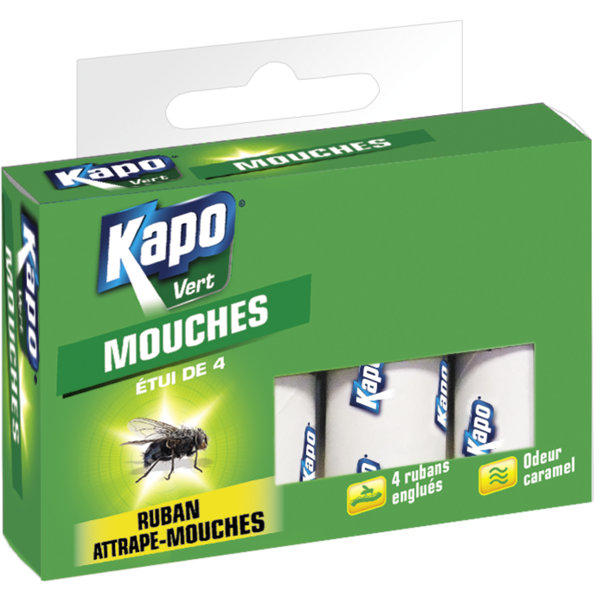 Kapo Ruban attrape mouche, adhésif, Lot de 4 KAPO VERT