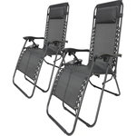 Habitat et Jardin Lot de 2 Fauteuils de jardin inclinable zéro gravité  Sintra  - Noir