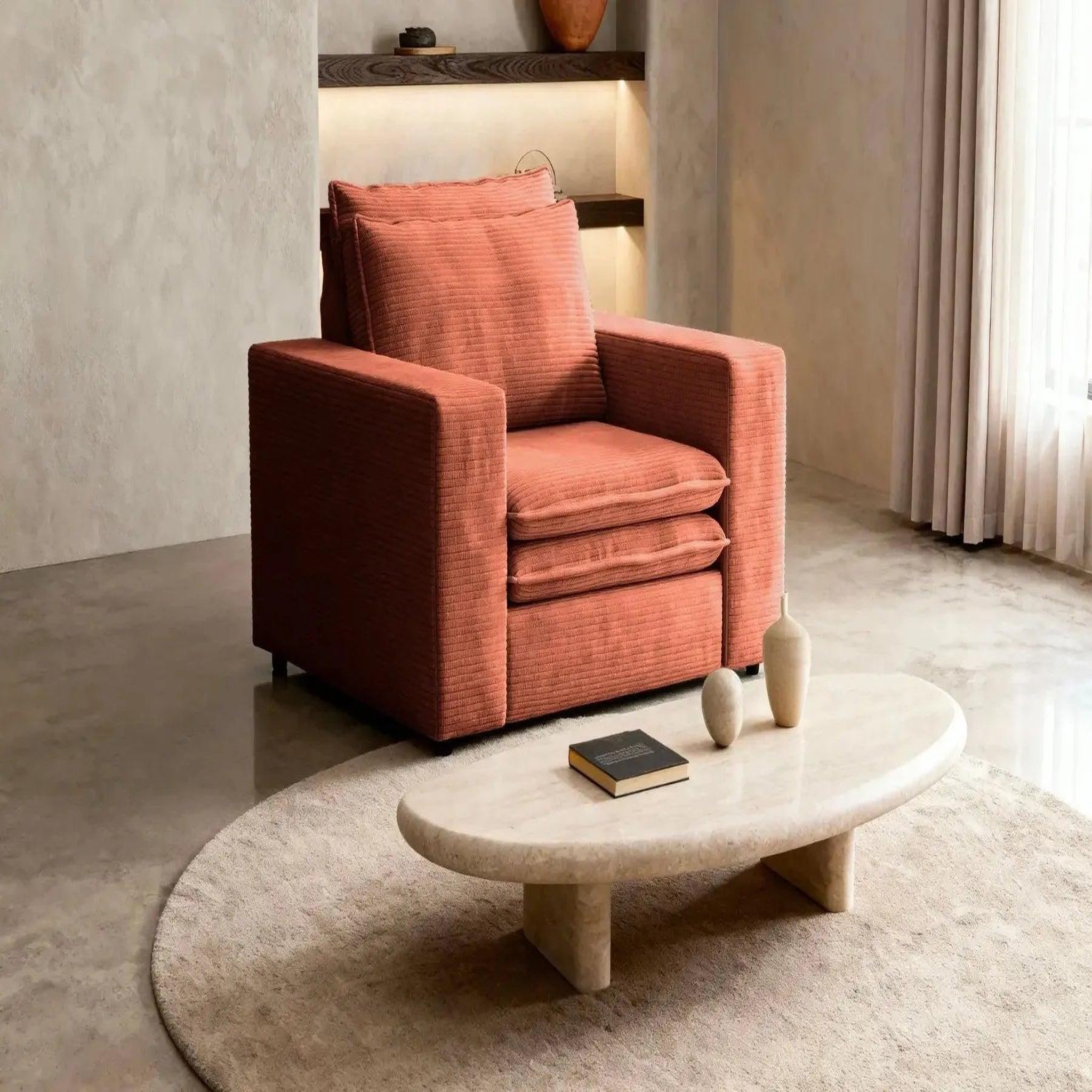 Voir la diapositive 2 : CASANOVA PARIS Oscar - fauteuil en velours côtelé