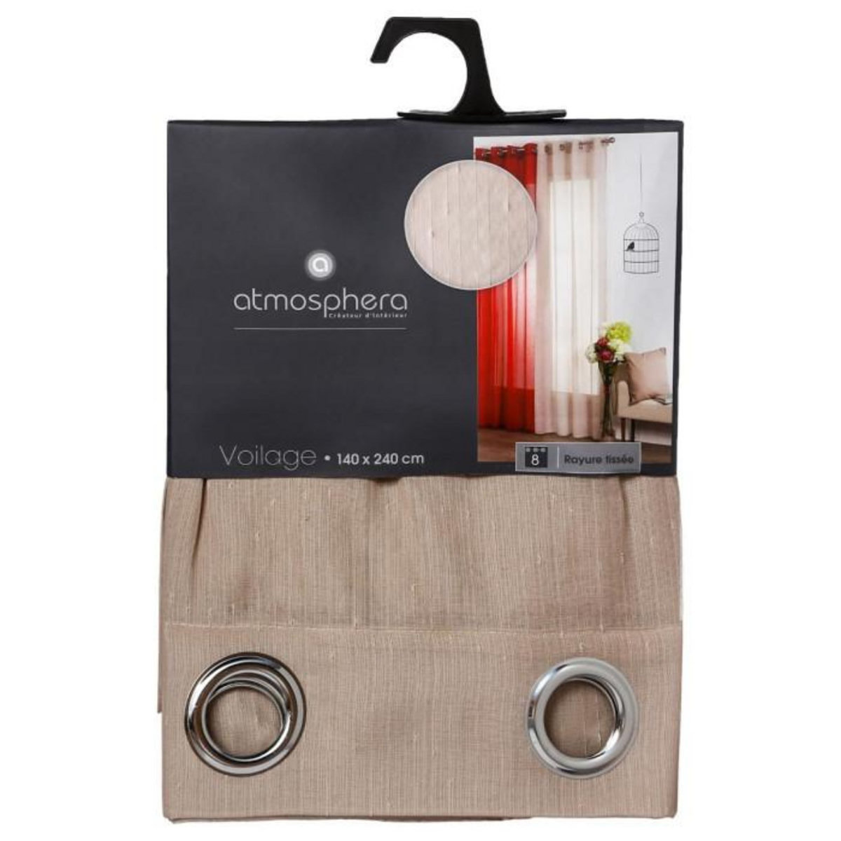 ATMOSPHERA Rideau Voilage  Rayure  140x240cm Lin