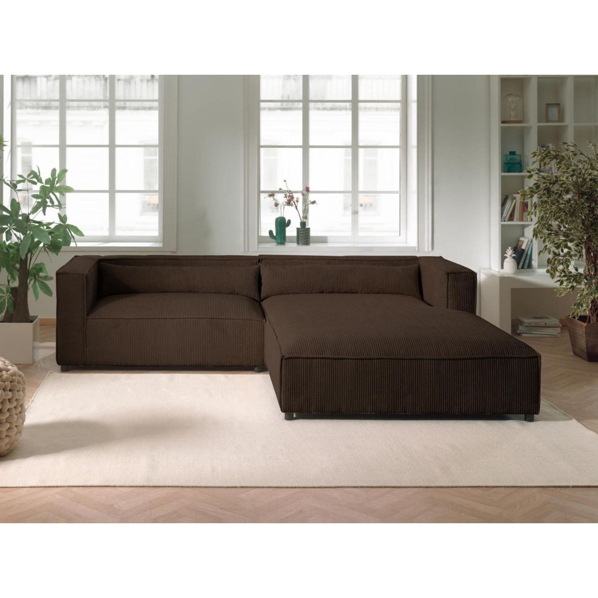 LISA DESIGN Ela - canapé d'angle droit 4 places - en velours côtelé - style contemporain