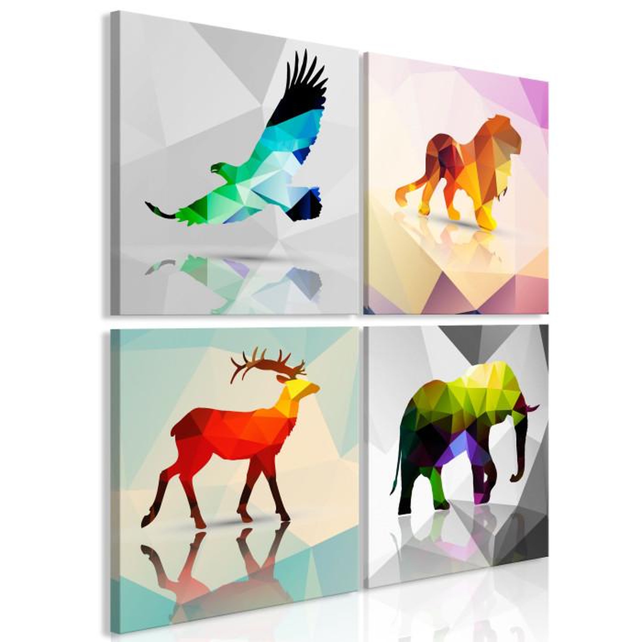Paris Prix Tableau Imprimé 4 Panneaux  Colourful Animals. Coloris disponibles : Multicolore