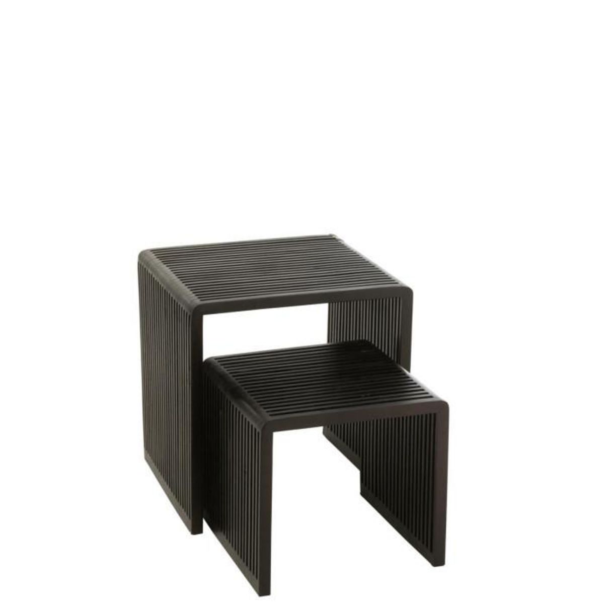 Paris Prix Lot de 2 Tables Basses en Bois  Teck  50cm Noir