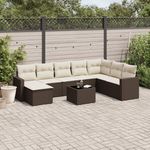 VIDAXL Salon de jardin avec coussins 9 pcs marron resine tressee