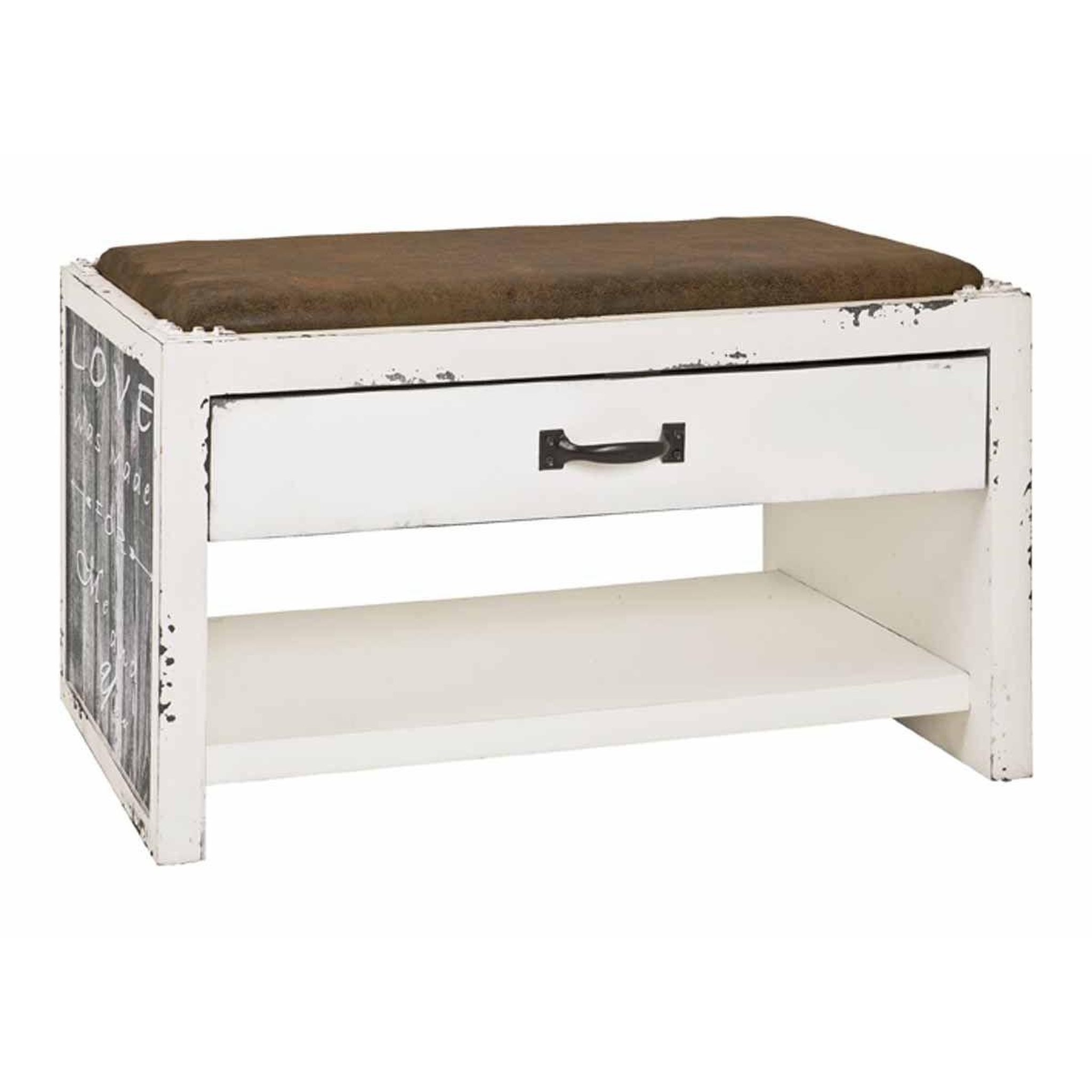 Paris Prix Range-chaussures & assise  écriture  72cm blanc