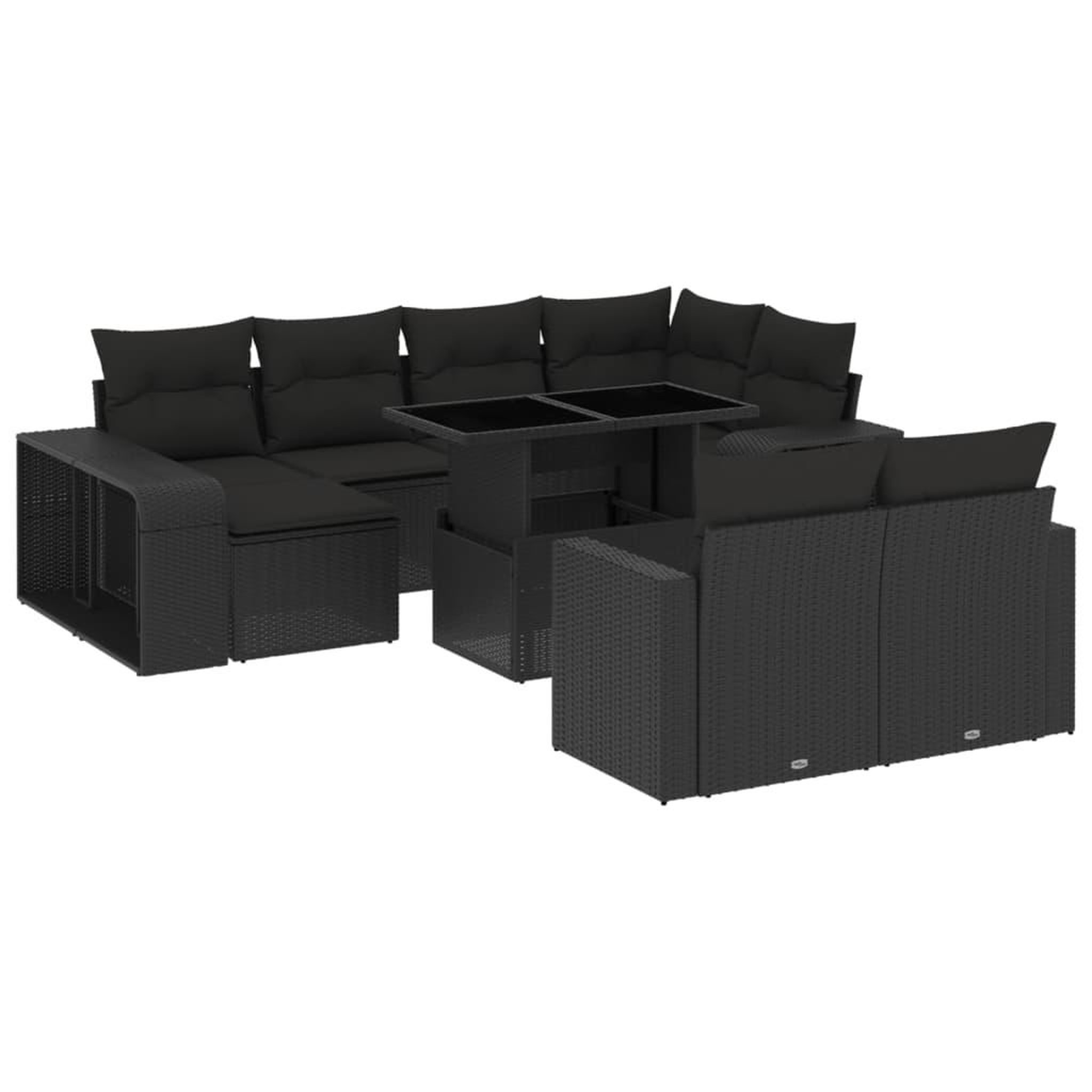 Voir la diapositive 2 : VIDAXL Salon de jardin 11 pcs avec coussins noir resine tressee